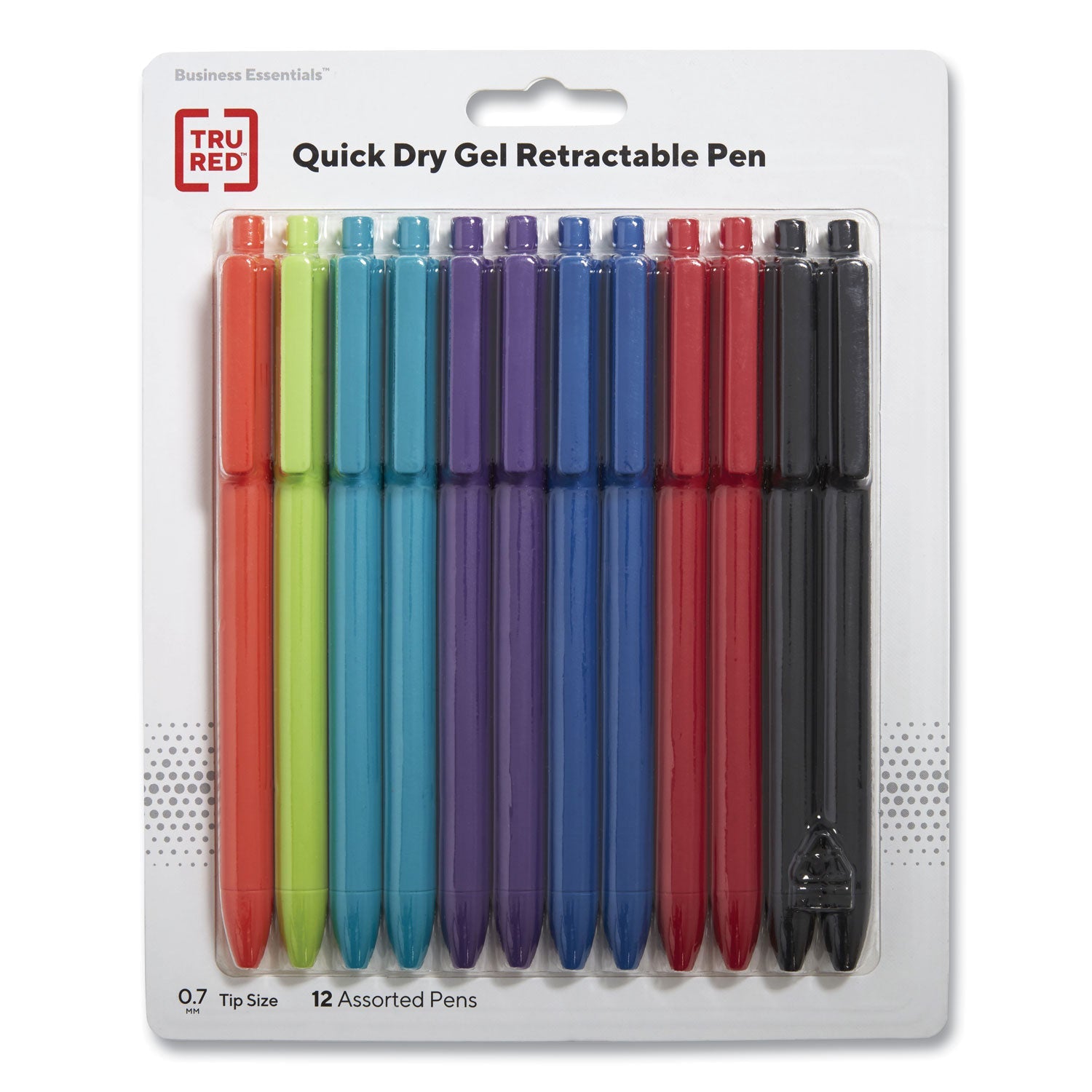 tru-red-quick-dry-gel-pen-retractable-medium-0-7-mm-assorted-ink-and-barrel-colors-12-pack-tud24377019_1